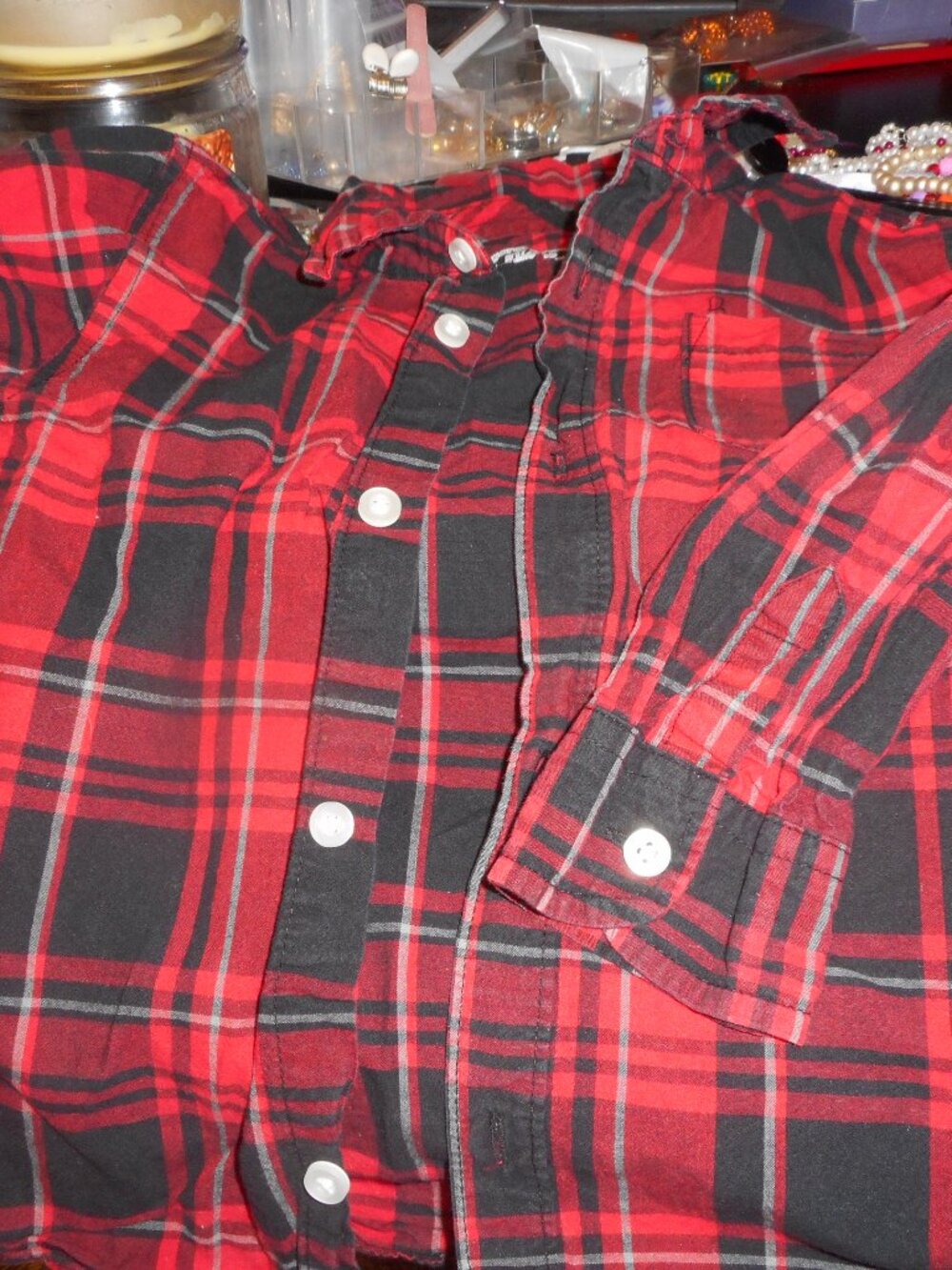 garanimals- boys, long sleeve, shirt w/collar, front breast pocket, red, sz  5T